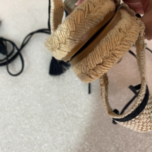 J.CREW Ankle-Wrap Baja Espadrille Sandals Black Suede Leather Size 9 - Picture 7 of 13